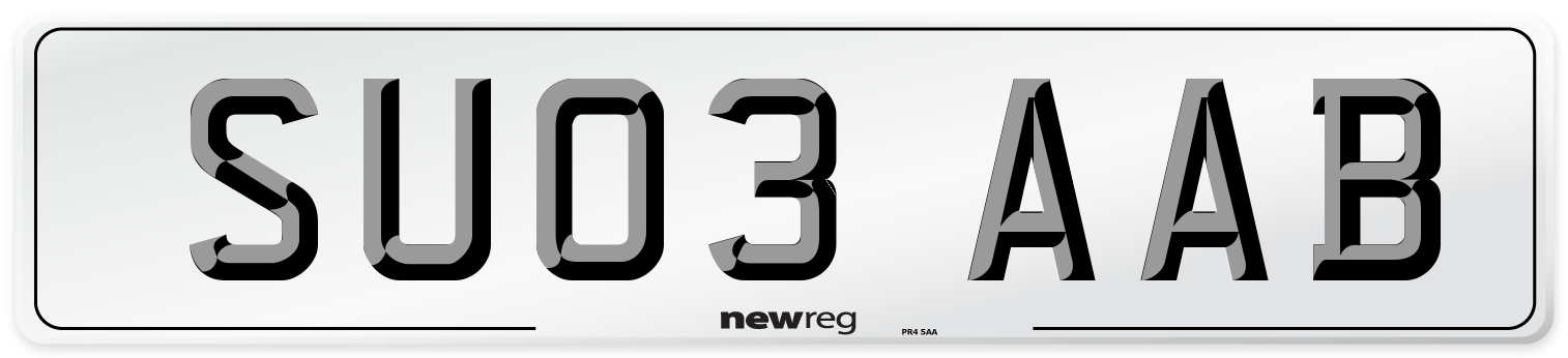 SU03 AAB Number Plate from New Reg